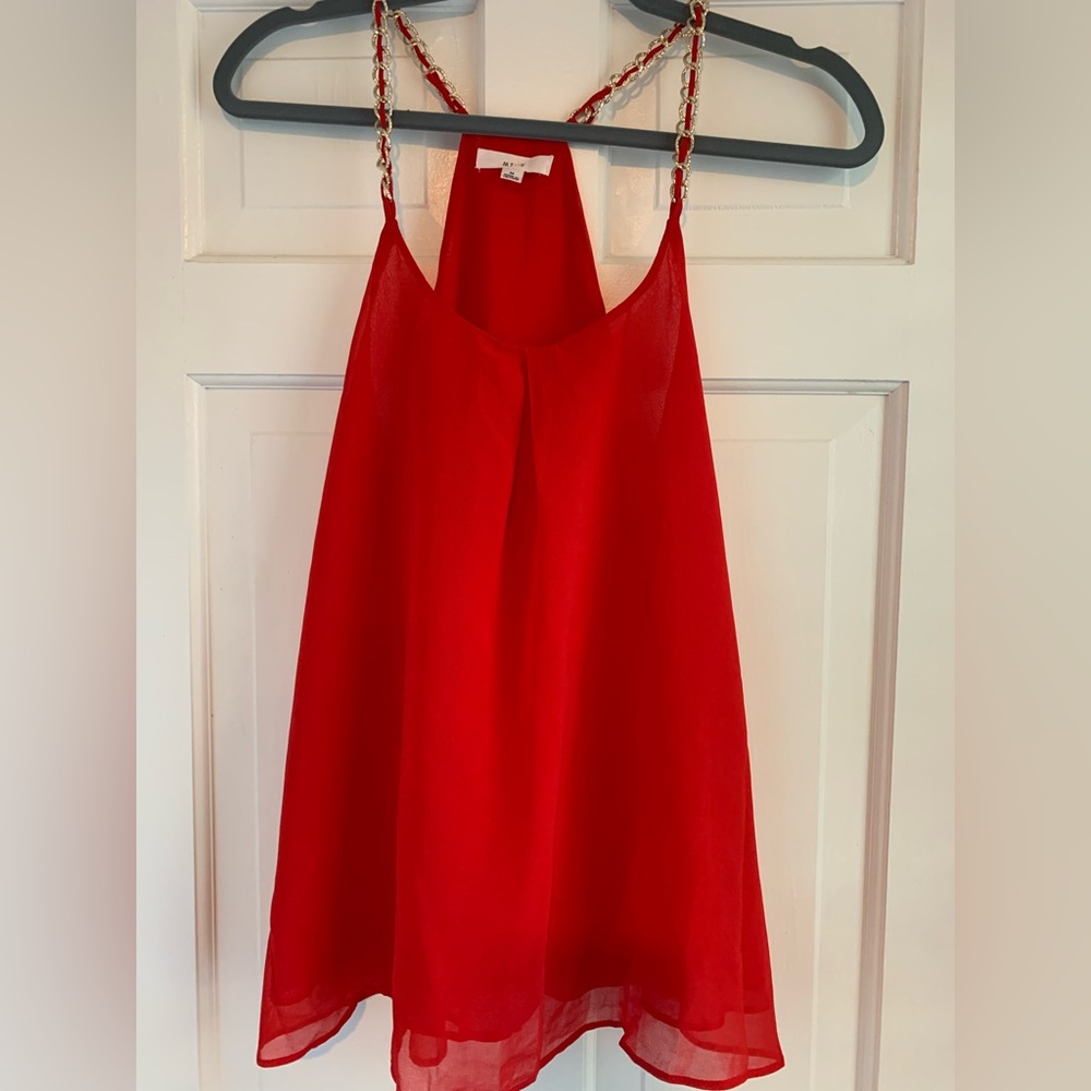Red flowy tank